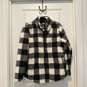Columbia Black and White Plaid Fleece Jacket